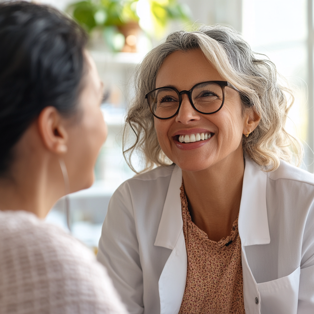 Eine Apothekerin berät eine Frau